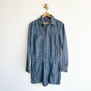Anthropologie Level 99 Denim Chambray Romper Shorts Women’s Size XS Blue